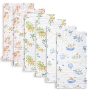 Maliton Muslin Baby Burp Cloths 20" x 10" - Large, 6-Layer, Ultra Absorbent 100% Cotton for Baby Drool & Messes, Soft, Pack of 6, Safe & Gentle Baby Rags for Boys & Girls - Floral