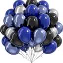 Blue and Black Balloons, 60pcs 12inch Blue Black Metallic Silver Balloons for Graduation New Year Birthday Party Decorations