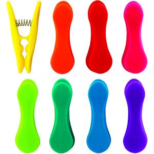 Kikkerland Rainbow Bag Clips (Set of 8), Multicolor