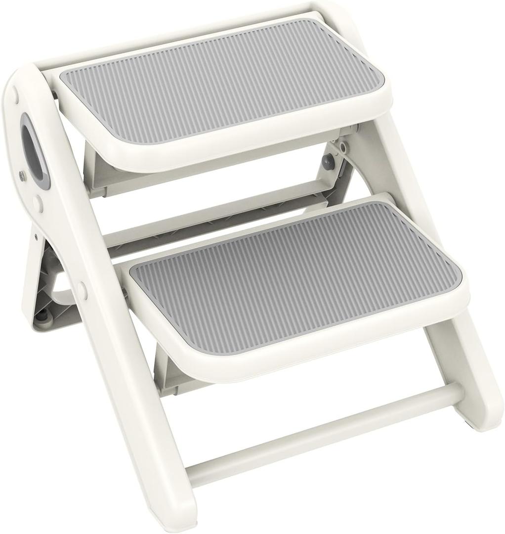 Toddler Step Stool, iNeibo 2-Step Foldable Step Stool for Kids, Widened & Thickened with Anti-Slip Design, Safer for Children Use for Kitchen, Bathroom, Toilet Training - Gray