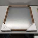 Wooden Mirror with Curved Edges, Brown-A Single Piece of Mirror Encased with Wooden Frame Comes with A Rectangular Frame 18X24"