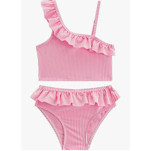 LIZENS Girls Two Piece Swimwear Ruffle Trim 2-12Years Flounce Striped Beach Bathing Suit