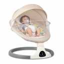 JFOVMCYG Electric Baby Swing for Infants 0-9 Months, Portable Infant Swing with 5 Speeds, Bluetooth Audio, Remote Control, USB Power Cable & Adapter Included, Lvory White, Up to 20 lbs