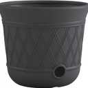 Suncast Lattice Hose Pot for Outdoor Garden Storage, Peppercorn - Holds 300 ft Expandable or 50 ft Standard 5/8" Vinyl Hoses, Resin Hideaway Organizer with Drainage and Water Supply Port (1 Pack)