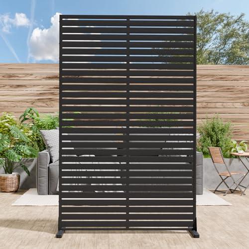 Trygoal Privacy Screen Outdoor 72" H×47" W Freestanding Privacy Panel with Stand, HDPE Decorative Privacy Fence with Louver Pattern, Patio Divider Screen, Privacy Screens for Outside,Deck, Balcony
