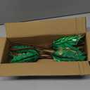 Hollyone 3PCS Poinsettia Christmas Flowers Artificial 11" Large Green and Gold Glitter Poinsettia Flowers Christmas Tree Ornament Floral Picks for Tree Wreath Garland Vase Table Centerpiece Home Decor