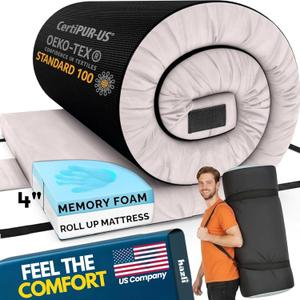 Hazli Matrix AirCell Memory Foam Camping Mattress Pad - CertiPUR-US Roll Up Mattress for Adults - Portable Foam Sleeping Mats for Camping - Camp Cot Sleeping Pad - Floor Sleep Mat Bed Roll for Car RV