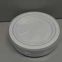 NOCCUR 200PCS Silver Plastic Plates Disposable for 100 Guests - Include 100 Dinner / 100 Dessert Plates Heavy Duty - Ideal for Party/Wedding/New Year