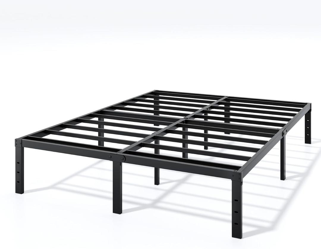AROMUSTIM Bed Frame Queen - 14 Inch Tall Metal Platform Bed Frame No Box Spring Needed,Heavy Duty Queen Size Bed Frame,Easy Assembly,Under Bed Storage, Queen, Black
