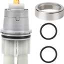 TOVEN-RV RP46074 Shower Cartridge with RP22734 Bonnet Nut, Replacement for Delta MultiChoice Universal Valve 13/14 Series, Single-Handle Tub and Shower Faucet Repair Kit, Fits R10000 R1100 R1800 R2200 (White)