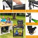 Universal Grill Stand for Ninja Woodfire Outdoor Grills,Portable Foldable Grill Cart Table for XSKUNSTAND OG700 OG800 OG900 OO101 SER Smoker Pizza Oven Accessories with 4 Wheels & Cover