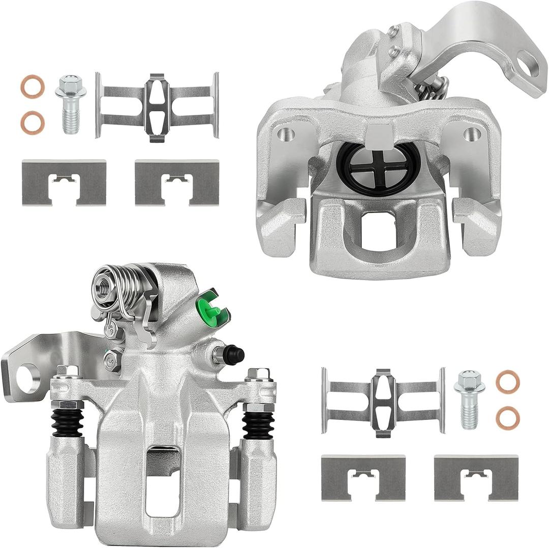 Rear Disc Brake Caliper Assembly with Bracket fit for 2006-2011 Acura CSX, 2013-2018 Acura ILX, 2006-2015 Honda Civic, Rear Right and Left Caliper Set with 2PC, 19-B3298 + 19-B3299