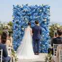 4x8 FT Blue Hydrangea Rose Artificial Flower Wall Backdrop for Events, Normal