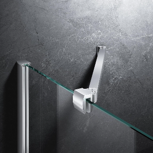 Frameless Shower Door Support Bar, Stainless Steel Wall-to-Glass Support Arm to Fixed Shower Glass Panel, for 1/4"-3/8" (6-10 mm) Door, 180 Pivot & Stow-Flat Mode (Brushed Nickel, 15.8-inch(400mm))