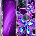 Hekodonk for iPhone 15 Pro Max Case,Glow in The Dark Three Layer Heavy Duty Shockproof Protection Hard Plastic+Soft Silicone Full Body Drop Protective Case for Apple iPhone 15 Pro Max,All Purple