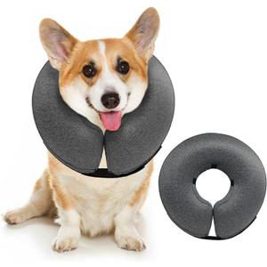 MIDOG Dog Cone - Inflatable Soft Donut Collar Alternative for Dogs After Surgery, Protective Recovery Collar Prevents Licking, Comfortable E-Collar Alternative for Dogs (Gray, S)