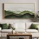 Large Framed Sage Green Abstract Wall Art for Living Room, Minimalist Modern Painting Print Canvas Artwork for Walls, Horizontal Abstract Wall Decor for Bedroom Home Office, 30x60 Inch