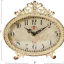 Creative Co-Op Distressed Pewter Mantel Clock, Cream