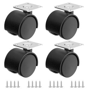 2 Inch Casters Set of 4, Plastic Wheels for Furniture, Plate Swivel Nylon Castor Wheels for Carts, Furniture, Planter, Baby Bed, Kitchen, Drawers, Cabinet, Table (with Stainless Steel Screws)