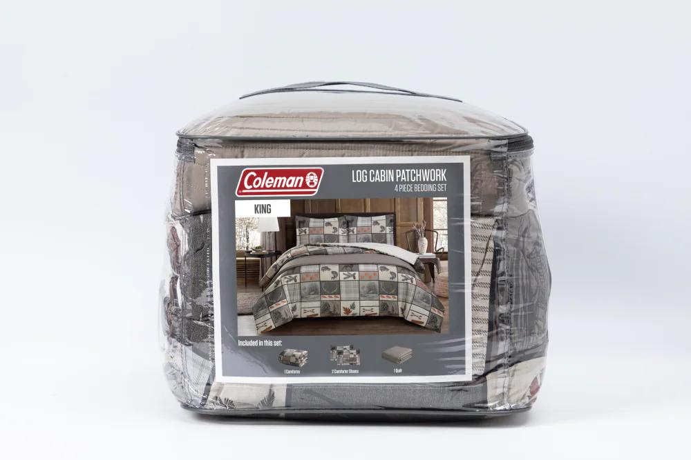 Coleman Bedding Comforter Set King - 4 Pack Log Cabin Patchwork, King
