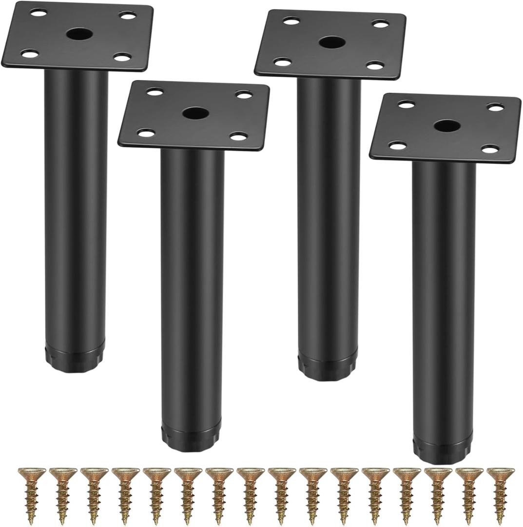 4 Pcs Furniture Legs, Metal Cabinet Legs, 7 inches/18 cm Adjustable Furniture Support Feet for Kitchen Shelves Sofa Table Chair Desk Cupboard Furniture Adjustable Legs Feet Foot