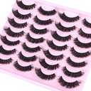False Eyelashes Volume Russian Strip Lashes D-Curly Fake Eyelashes Extension Wispy Cat Eye Lashes Handmade Soft Reusable 14 Pairs Lashes Pack