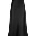 Outoshe Women's Satin High Waisted Maxi Skirts Hidden Elasticized Waistband A Line Long Skirt Black, 2XL