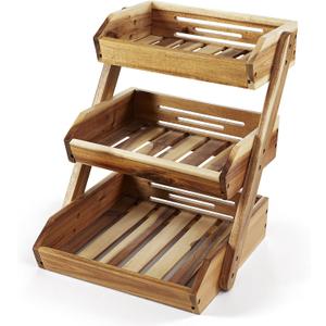 3-Tier Fruit Basket for Kitchen - Durable, Multifunctional, Large Capacity Fruit & Veggie Stand with Snack Organizer