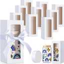 Honoson 24 Pcs Tumbler Gift Box with Ribbon for Sublimation Glass Exhibition Boxes Transparent for 12oz 16oz 20oz Drinking Cup Glasses Jars Mug Can Blanks (White,7.9 x 3.4 x 3.4 Inches)