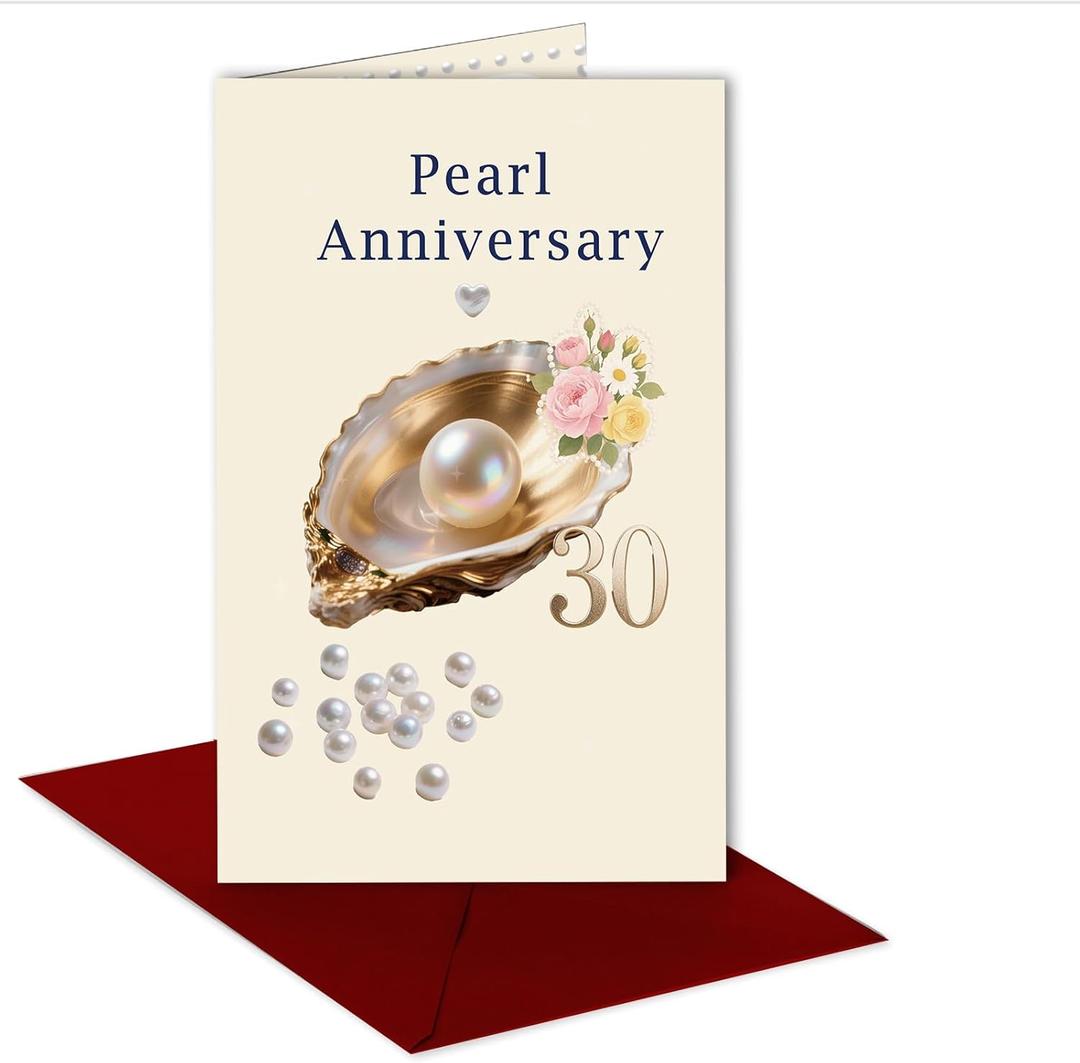 30th Anniversary Card for Husband Wife Him Boyfriend Girlfriend,30 Year Wedding Anniversary Card Gift for Couple Parents Son and Daughter, Happy Anniversary Decorations, 8x5.3Inches,Double-Sided