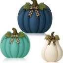 2 x Amyhill 3 Pcs Thanksgiving Pumpkin Wodden Table Sign Wood Block Fall Pumpkin Decor Autumn Farmhouse Rustic Tiered Tray Decorations Table Centerpieces for Home Kitchen(Blue)