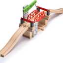 SainSmart Jr. Wooden Train Set Accessories, Moveable Lifting Bridge Set with Track for Kids Compatible with Thomas, Brio, Chuggington, Melissa and Doug