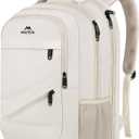 MATEIN Extra Large Backpack for Women, 18 Inch TSA College Backpack with Multiple Compartments & Anti Theft Pocket, 50 L Fashion Work Computer Carryon for Business, Cream Beige