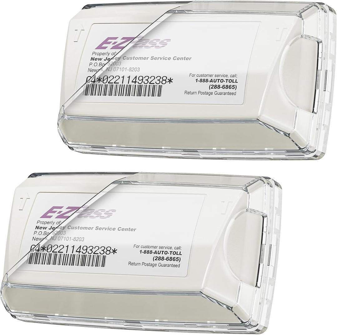 EZ Pass Holder with Super Strong Suction Cups for Windshield - No Adhesive, Easy Install and Remove - Toll Pass Transponder Holder for EZ Pass/iPass (2-Pack)