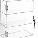 Locking Display Case, Showcase Display Cabinet, 3-Tier Acrylic Display Case with Lock Key, Clear Countertop Display Cabinet with Shelves for Retail Store Collectibles Figures(11.8x5.9x15.7 inch)