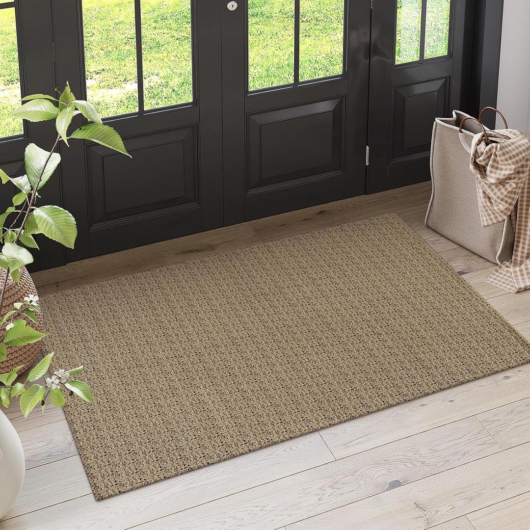 Collive 3x5 Entryway Rugs Indoor, Washable Bedroom Area Rug Non Slip Braided Cotton Kitchen Rugs, Black/Natural Farmhouse Throw Carpet Boho Floor Mat for Laundry Room Nursery House