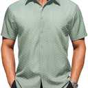 COOFANDY Mens Wrinkle Free Dress Shirt Polka Dot Short Sleeve Button Down Business Casual Shirts XL