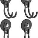 AplysiaTech Heavy Duty Magnetic Hooks, Super Strong Garage Magnet Hooks, Magnetic Cable/Tool Holder with Anti-Slip Coating for Horse Trailer, Indoor & Outdoor Hanging Black Magnet Hook(4Pack)