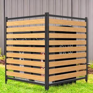Metal Air Conditioner Fence 2 Panels - 40.27" W x 54.6" H Outdoor Privacy Screen, No Dig Wooden Privacy Screen for AC Unit, Trash Can, Pool Equipment, Yard Garden