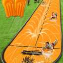 Slip and Water SlipSlip Water Slide for Kids Backyard 22ft*2 Lane Orange,Summer Toys for Kids Outdoor with Sprinkler and 3 Bodyboards