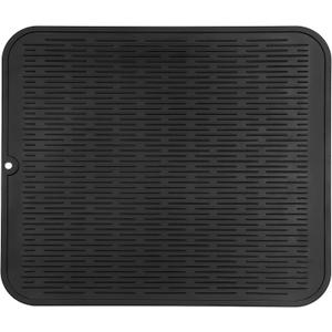 MicoYang Silicone Dish Drying Mat for Multiple Usage,Easy clean,Eco-friendly,Heat-resistant Silicone Mat for Kitchen Counter or Sink,Refrigerator or Drawer Liner Black 2XL 24 inches x 18 inches