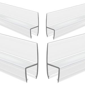 4-Pack Frameless Shower Door Side Seal Strip Shower Door Bottom Seal Shower Door Sweep for 3/8 Inch Thick Glass, Vertical H-Type Glass Door Seal Stop Leaks. (4-Pack x 45" Length)