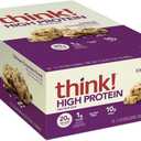 think! Protein Bars, High Protein Snacks, Gluten Free, High Fiber, Oatmeal Chocolate Chunk, 10 Count BB 1/9/26