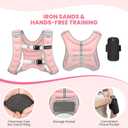 Fragraim Weighted Vest for Women Men - 8lb/10lb/12lb/16lb/22lb/25lb/30lb Weight Vest with Reflective Stripe, Detachable Phone Pouch, Ideal for Walking, Strength Training, Running, Workout, Cardio (Pink)