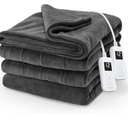 Sunbeam Electric Royal Luxe Microplush Heated Blanket, 12 Heat Settings, 12-Hour Auto Shut-Off, Fast Heating, Warm & Cozy, Machine Washable, Night Fog Color, Queen (90" x 84")