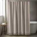 96inch Extra Long Shower Curtains 72 x 96 Inches Taupe Shower Curtain Linen Shower Curtain with Tassels Boho Shower Curtains for Bathroom Rustic Farmhouse Shower Curtains Bath Decor