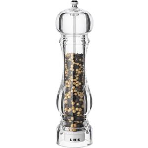 LHS Pepper Mill Grinder Salt Grinder Peppercorn Grinders with Adjustable Coarseness-Clear (8 inch)