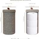 Handmade Cotton & Jute Toilet Paper Holder Woven Toilet Paper Stand & Storage Basket with Lid, Freestanding Organizer for Bathroom, Fits 3 Rolls Green