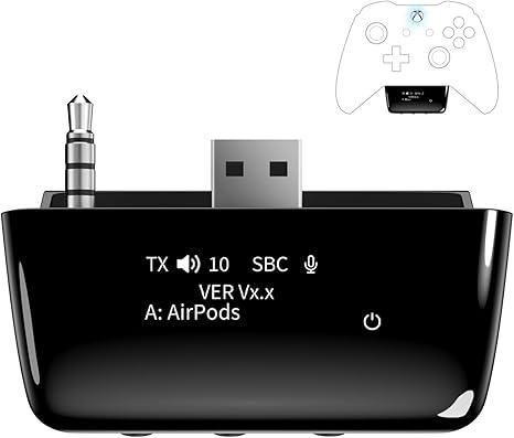 YOCOWOCO Bluetooth 5.2 Wireless Audio Adapter for Xbox One, Xbox Series X|S and Elite 2 Controller, Xbox Mic Adapter with Screen Supports Low Latency