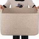 65L Large Storage Basket, Cotton Rope Woven Blanket Basket, Toy Storage for Baby Room, Living Room, Brown (19.7"x15.7"x11.8")